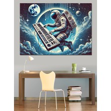 Uzay Senfonisi (Astronot ve Klavye) Dekoratif Kanvas - Mdf Ahşap Tablo