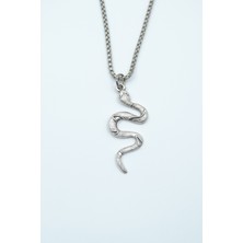 Bu Farklı Yılan Örme Zincir Kolye - Gümüş Kaplama - Erkek Kadın Kolye - NO:1458