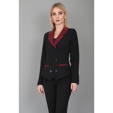 Erkek Yaka Kuruvaze Konbin Renkli  Ceket-Bordo