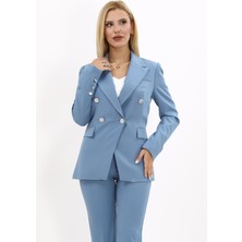 Erkek Yaka  Çapraz Ceket-Deniz