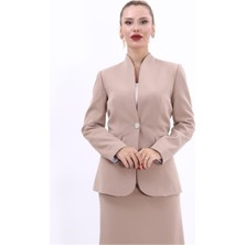 Kendinden Dik Yakalı Ceket-Taş