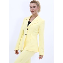 Erkek Yaka Önleri Pileli Ceket-Sarı