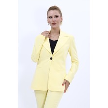 Erkek Yaka Tek Düğmeli Klasik Ceket-Sarı