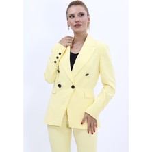 Erkek Yaka  Çapraz Ceket-Sarı