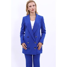 Erkek Yaka Kuruvaze Uzun Ceket-Saks