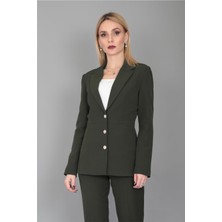 Erkek Yaka Kolu Büzgülü Ceket-Haki