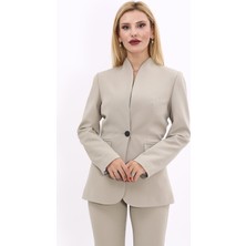 Kendinden Dik Yakalı Ceket-Bambu