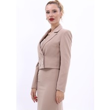 Erkek Yaka Kuruvaze Kısa Ceket-Taş