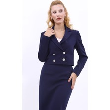 Erkek Yaka Kuruvaze Kısa Ceket-Lacivert