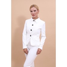 Gömlek Yaka Klasik Ceket-Beyaz