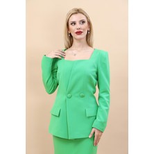 Kare Yaka Ceket-Yeşil