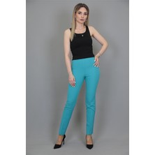 Lastikli Dar Paça Pantolon-Turkuaz