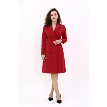 Erkek Yaka Kuruvaze Uzun Kol Elbise-Kırmızı