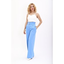 Korsaj Kemer Yüksek Bel Palazzo Pantolon-Gökyüzü