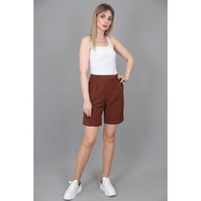 Duble Paça Şort-Kestane