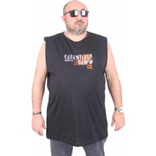 Moc Grande Büyük Beden Baskılı Kolsuz Tişört Denim 25154 Sıyah