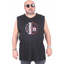 Moc Grande Büyük Beden Baskılı Kolsuz Tişört Basketball 25150 Sıyah