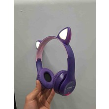Kml P47M Işıklı Kedi Kulak Rengarenk Bluetooth Kulak Üstü Kulaklık