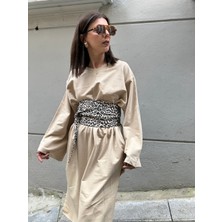 Animal Print Denim Korse Kuşak