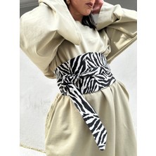 Animal Print Denim Korse Kuşak
