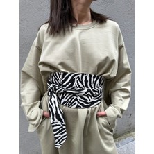 Animal Print Denim Korse Kuşak