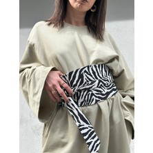 Animal Print Denim Korse Kuşak