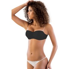 Miraxx Siyah Emay 702 Sırtı Şeffaf Straplez Sütyen Push-Up