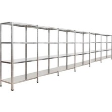 Galvaniz Raf ® Her bölme 100 Kg taşır 4 Katlı 6 Lı Bitişik Çelik Galvaniz Arşiv Depo Rafı 43x60x200