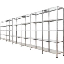 Galvaniz Raf Roburack® Her Bölme 150 kg Taşır 5 Katlı 6 Lı Bitişik Çelik Galvaniz Arşiv Rafı Depo Rafı Kiler Rafı 31X75X250 DX51KALITE