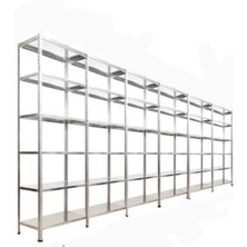 Roburack® Her Bölme 150 kg Taşır 6 Katlı 6 Lı Bitişik Çelik Galvaniz Arşiv Rafı Depo Rafı Kiler Rafı 31X60X200 DX51KALITE