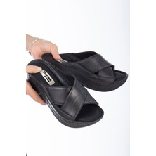 The Dortex Shoes DRTTERY02  Deri Yüksek Ökçeli Kenarları Dikişli Yumuşak Tam  Terlik