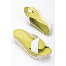 The Dortex Shoes DRTTERY02  Deri Yüksek Ökçeli Kenarları Dikişli Yumuşak Tam  Terlik
