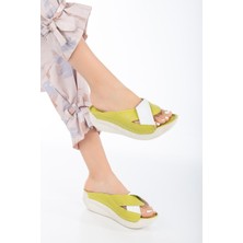 The Dortex Shoes DRTTERY02  Deri Yüksek Ökçeli Kenarları Dikişli Yumuşak Tam  Terlik