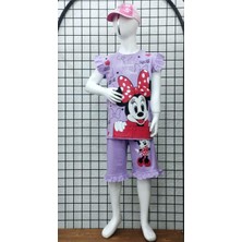 Şıklık Durağı Trend Baskılı Kız Çocuk Kısa Kollu Yazlık Pamuk Penye Şort Takım