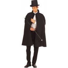 Toptan Bulurum Siyah Sihirbaz Pelerini 120 cm ve Sihirbaz Şapkası 12 cm Yetişkin Boy