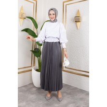 Pliseli Tesettür ETEK-2034 Gri