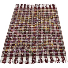 Kilim Antik El Dokuma Yün Ekoseli Sofra Tülü Anadolu Kilimi 0045 - Antika - Çok Renkli