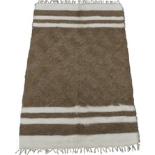 Kilim Antik El Dokuma Yün Çizgili Tiftik Siirt Battaniyesi 0025 - Yeni - Açık Kahverengi