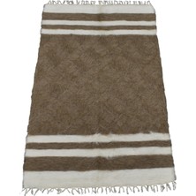 Kilim Antik El Dokuma Yün Çizgili Tiftik Siirt Battaniyesi 0025 - Yeni - Açık Kahverengi