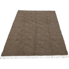 Kilim Antik El Dokuma Yün Tek Renk Çift Kişilik Tiftik Siirt Battaniyesi 0039 - Yeni - Açık Kahverengi