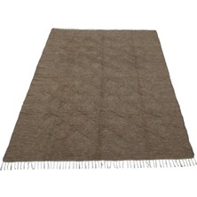 Kilim Antik El Dokuma Yün Tek Renk Çift Kişilik Tiftik Siirt Battaniyesi 0039 - Yeni - Açık Kahverengi
