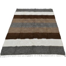 Kilim Antik El Dokuma Yün Çizgili Çift Kişilik Tiftik Siirt Battaniyesi 0042 - Yeni - Çok Renkli
