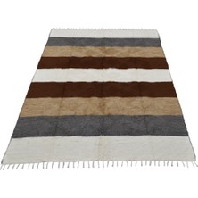 Kilim Antik El Dokuma Yün Çizgili Çift Kişilik Tiftik Siirt Battaniyesi 0037 - Yeni - Çok Renkli