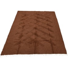 Kilim Antik El Dokuma Yün Tek Renk Çift Kişilik Tiftik Siirt Battaniyesi 0036 - Yeni - Kahverengi