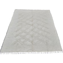 Kilim Antik El Dokuma Yün Tek Renk Çift Kişilik Tiftik Siirt Battaniyesi 0031 - Yeni - Beyaz