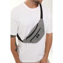 Mediterian Gri Çok Amaçlı 2 Bölmeli Omuz ve Bel Çantası Mat Tekstil ile Şık ve Pratik Kullanım