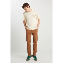 Slim Fit Dar Kesim Normal Bel Darpaça Bordo Chino Pantolon