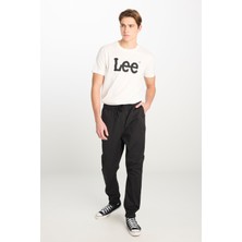 Regular Fit Normal Kesim Ribanalı Paça Pamuklu Siyah Jogger Pantolon