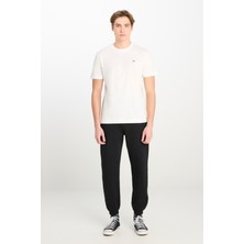 %100 Pamuk Regular Fit Normal Kesim Ribanalı Paça Siyah Jogger Pantolon