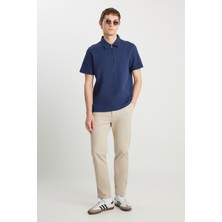 Slim Fit Dar Kesim Normal Bel Darpaça Bej Chino Pantolon